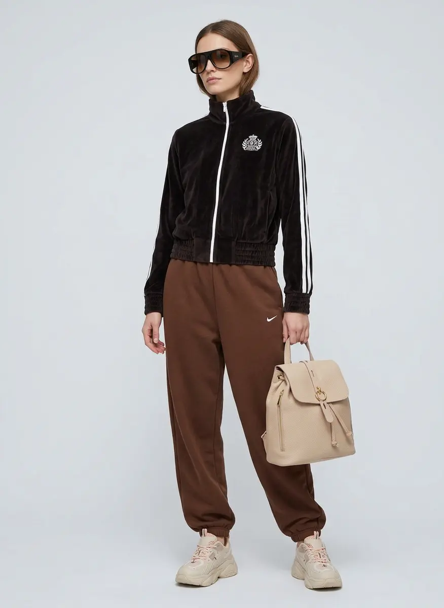 Chocolate Velour Sporty Chic