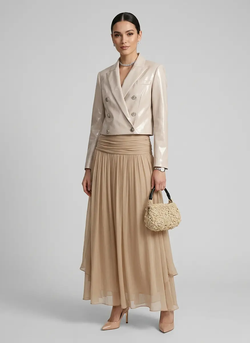 Polished Silk & Faux Leather