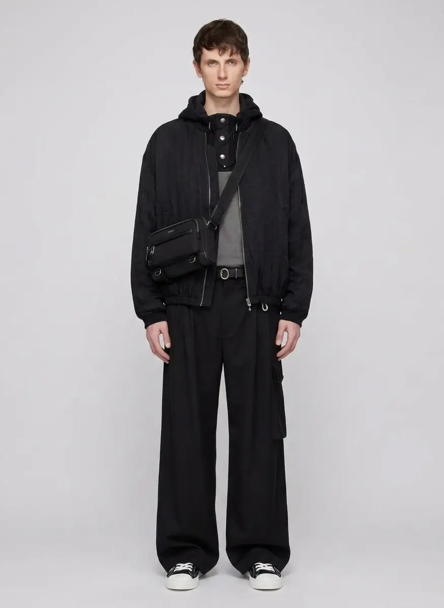 Wooyoungmi Black Wrinkled MA-1 Bomber Jacket 8
