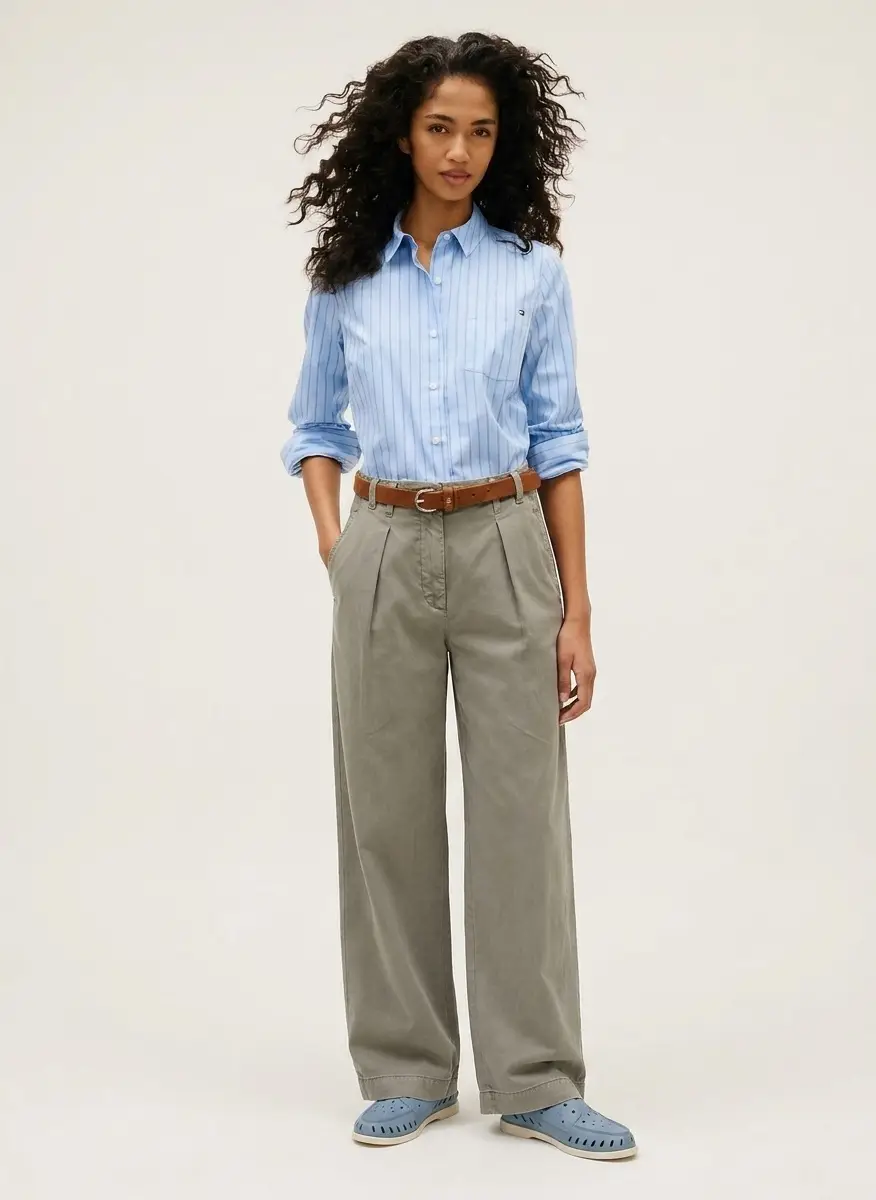 Tommy Hilfiger Women's Classic Poplin Roll-Tab Long-Sleeve Shirt 8