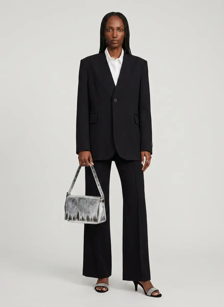 MM6 Black Collarless Tailoring Wool Blazer 5