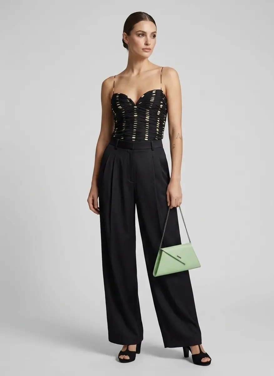 Lisa Yang Black Silk Tailored Wide Leg Trousers 8