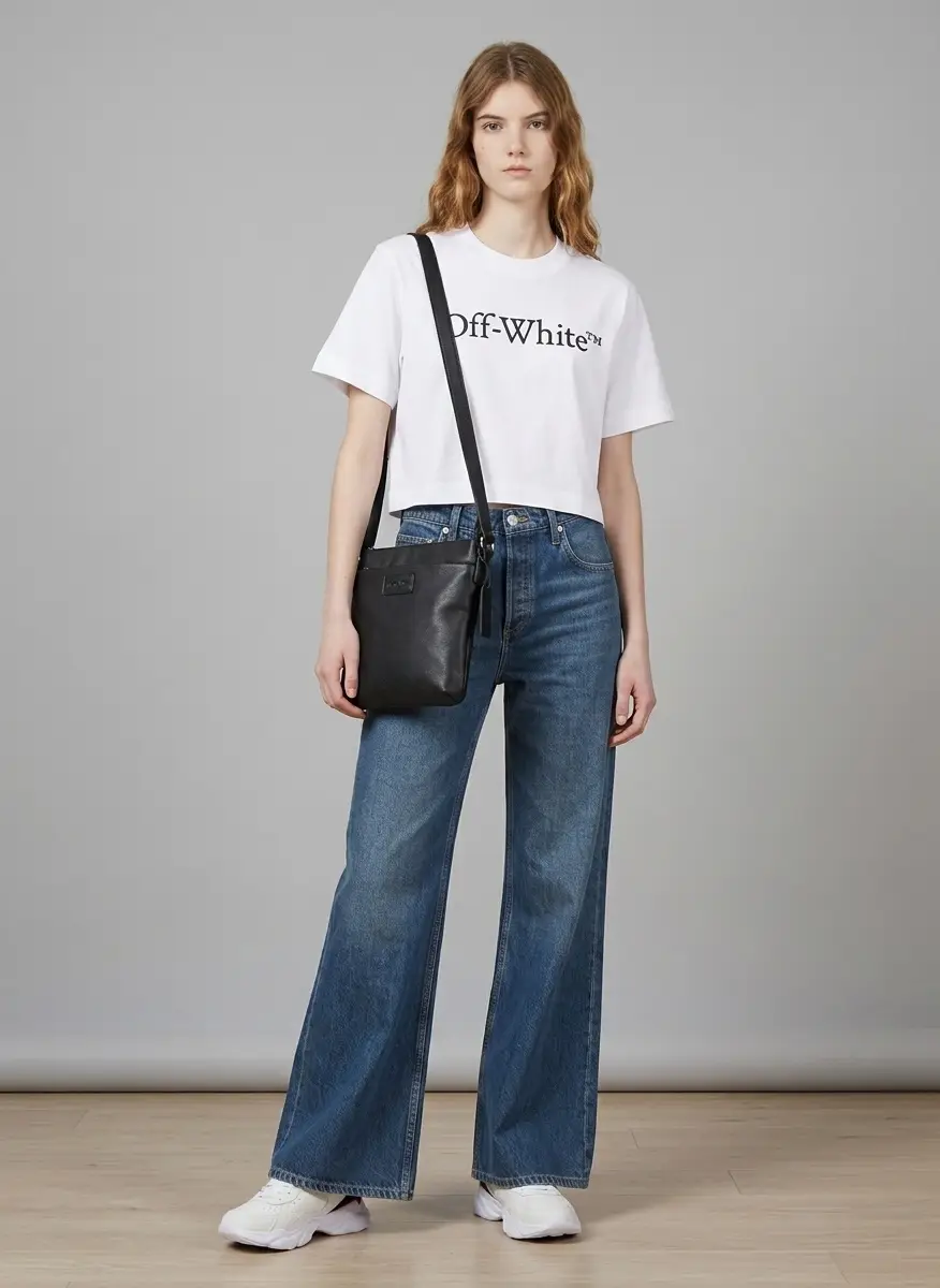 Off-White White Big Logo Bookish Crop T-shirt 7