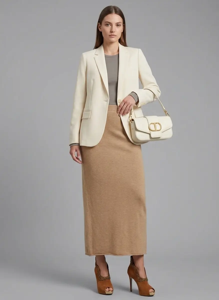 Lisa Yang Beige Charlotta Midi Skirt 7