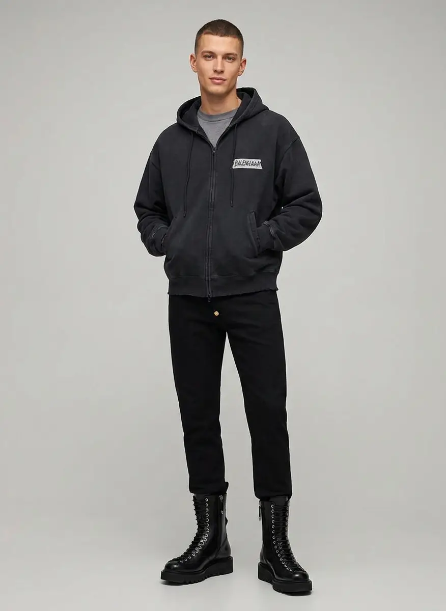 Balenciaga Masking Tape Oversized Zip-Up Hoodie 3
