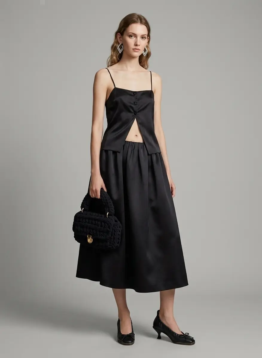 Totême Black Gathered Evening Midi Skirt 5