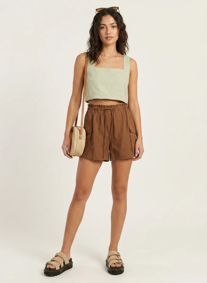 Avec Les Filles Women's Mid-Rise Cargo Shorts 7