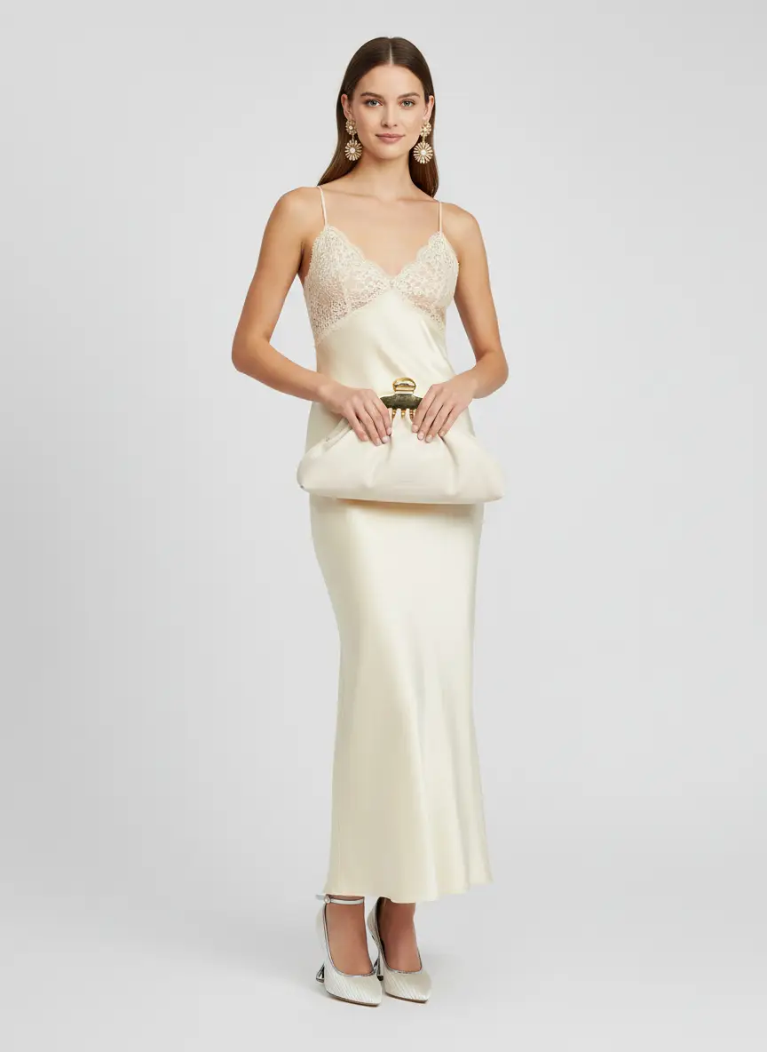 Self Portrait x Christopher Kane lace-trimmed satin maxi dress 6