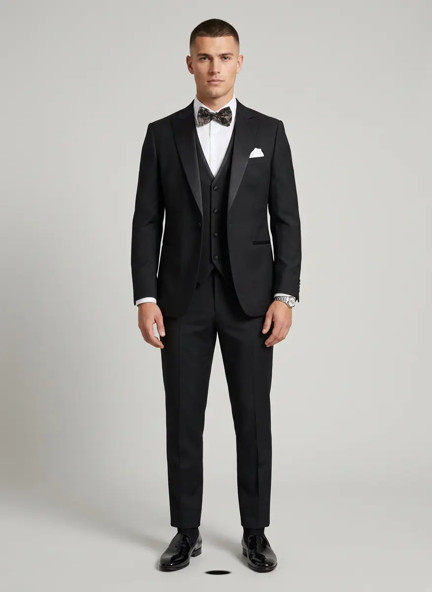 Dries Van Noten Gray & Black Silk Bow Tie 4