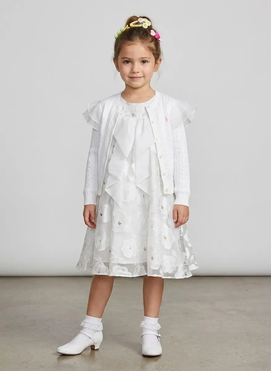 Ralph Lauren Girls 7-16 Mini-Cable Cotton Cardigan 3