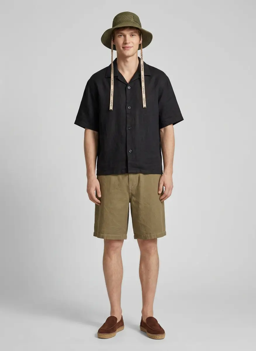 Solid Homme Khaki Linen Shorts 5