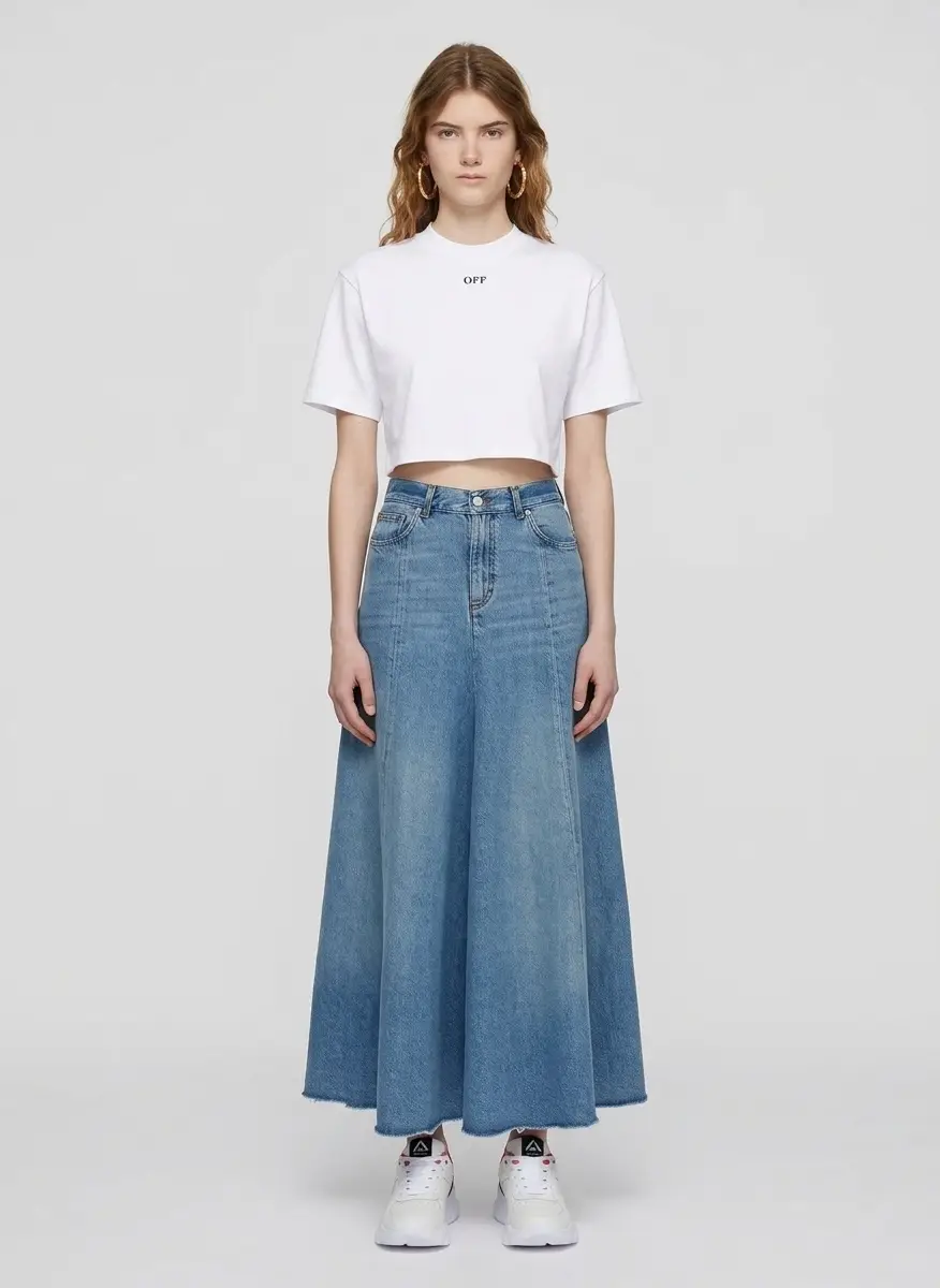 Off-White White 'OFF' Stamp Rib Cropped T-shirt 8