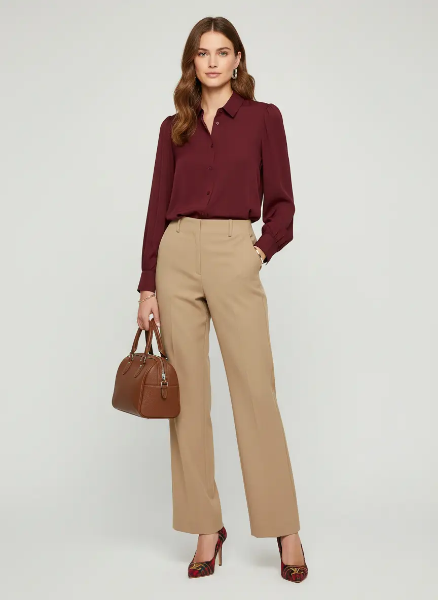 Ralph Lauren Ralph Lauren Beige Stretch Wool Straight Leg Trousers L 6