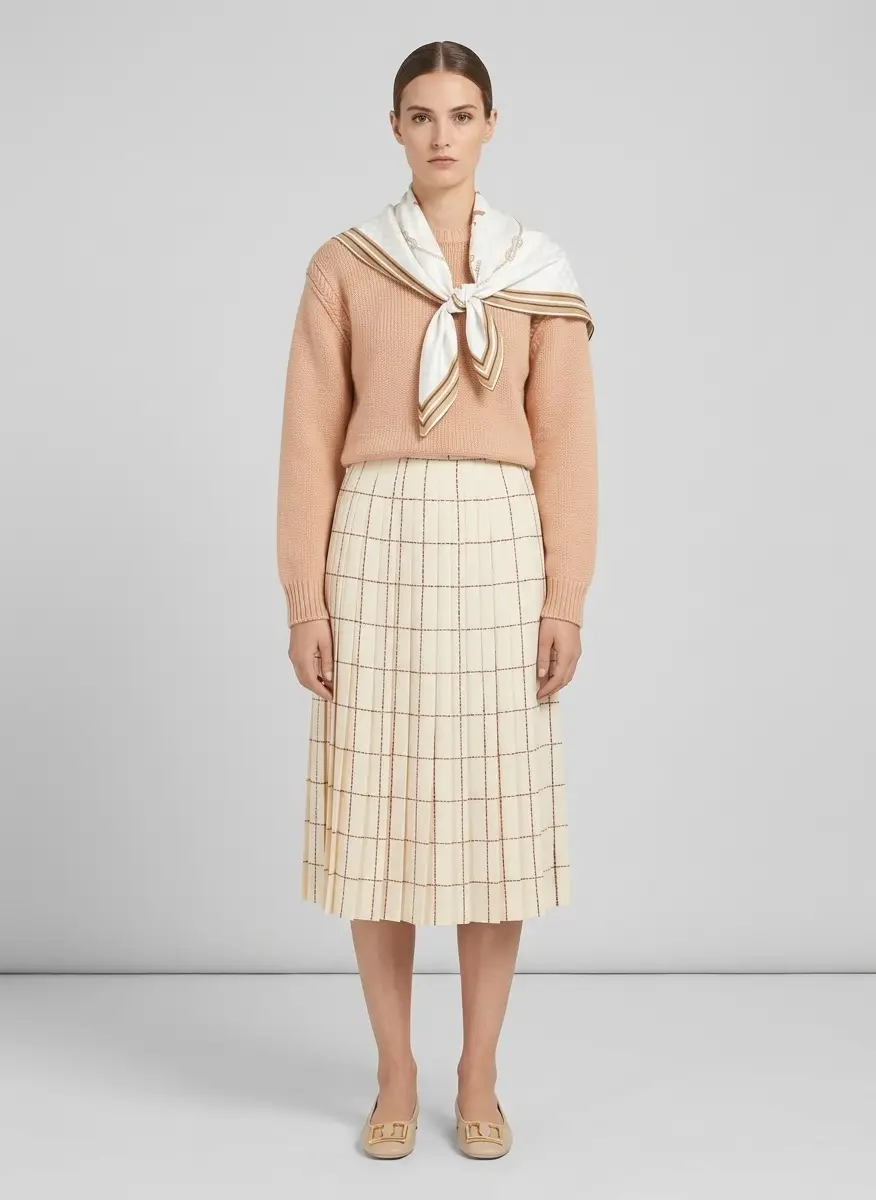 Loro Piana Clea pleated silk sablé midi skirt 6