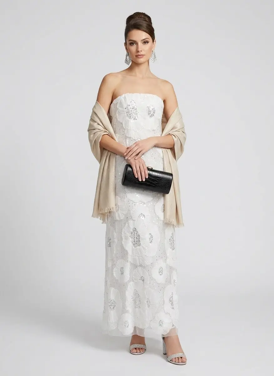 white bridal shower dress Zapakasa Women Sparkly Ivory Short Wedding Dress with Beading Satin A Line  Scoop Long Sleeves Bridal Shower Dress