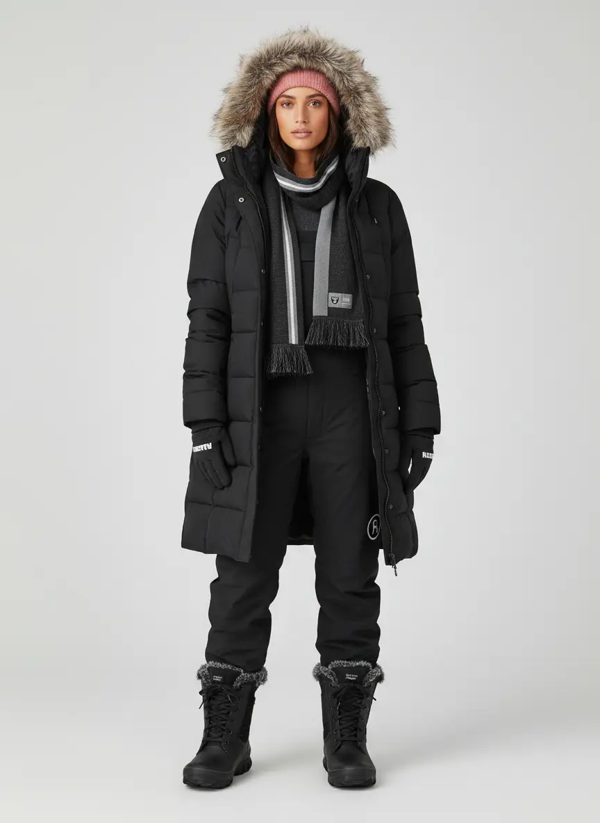 Pajar Venice Long Puffer Jacket with Removable Faux Fur Trim - Women's 7