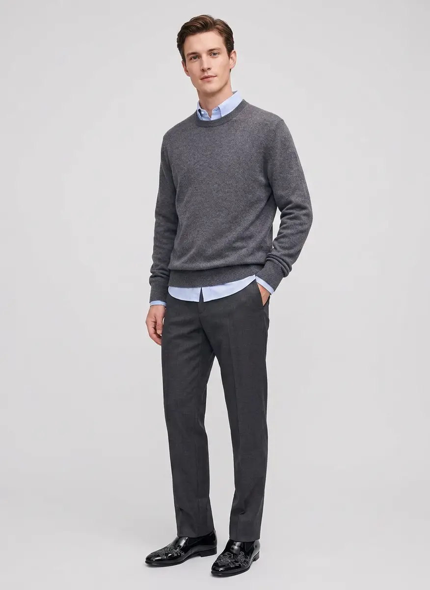 Lands' End Men's Long Sleeve Solid Oxford Dress Shirt 6