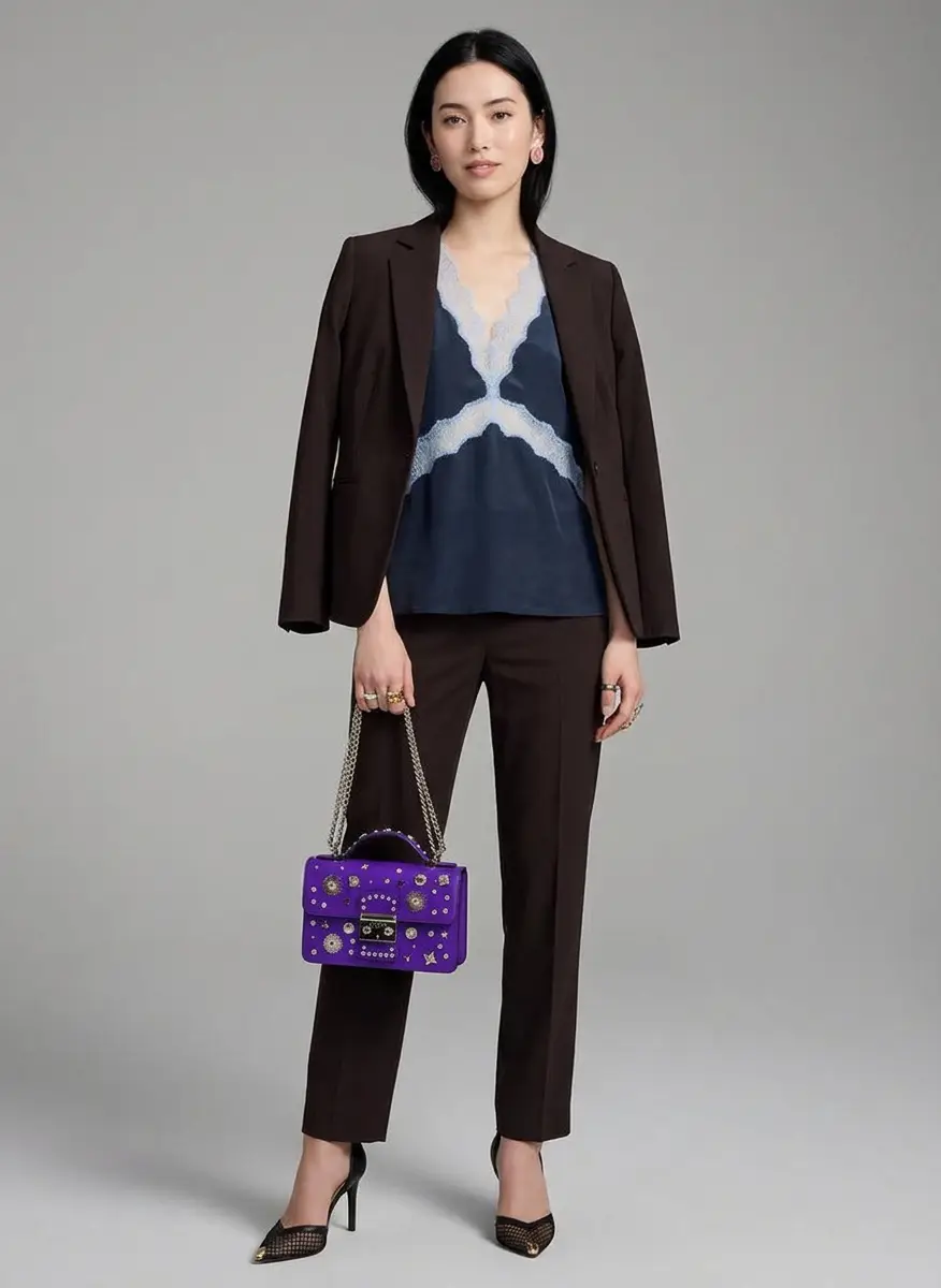 Le Suit Women's One-Button Notch-Collar Jacket & Fly-Front Slim Pants Suit 7