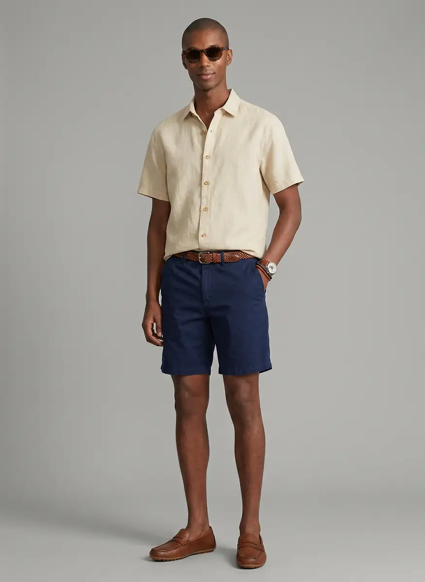 Nautica Mens Linen Short-Sleeve Shirt 4