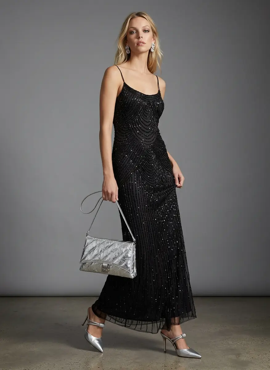 Basix Black Label Art Deco Evening Dress 7