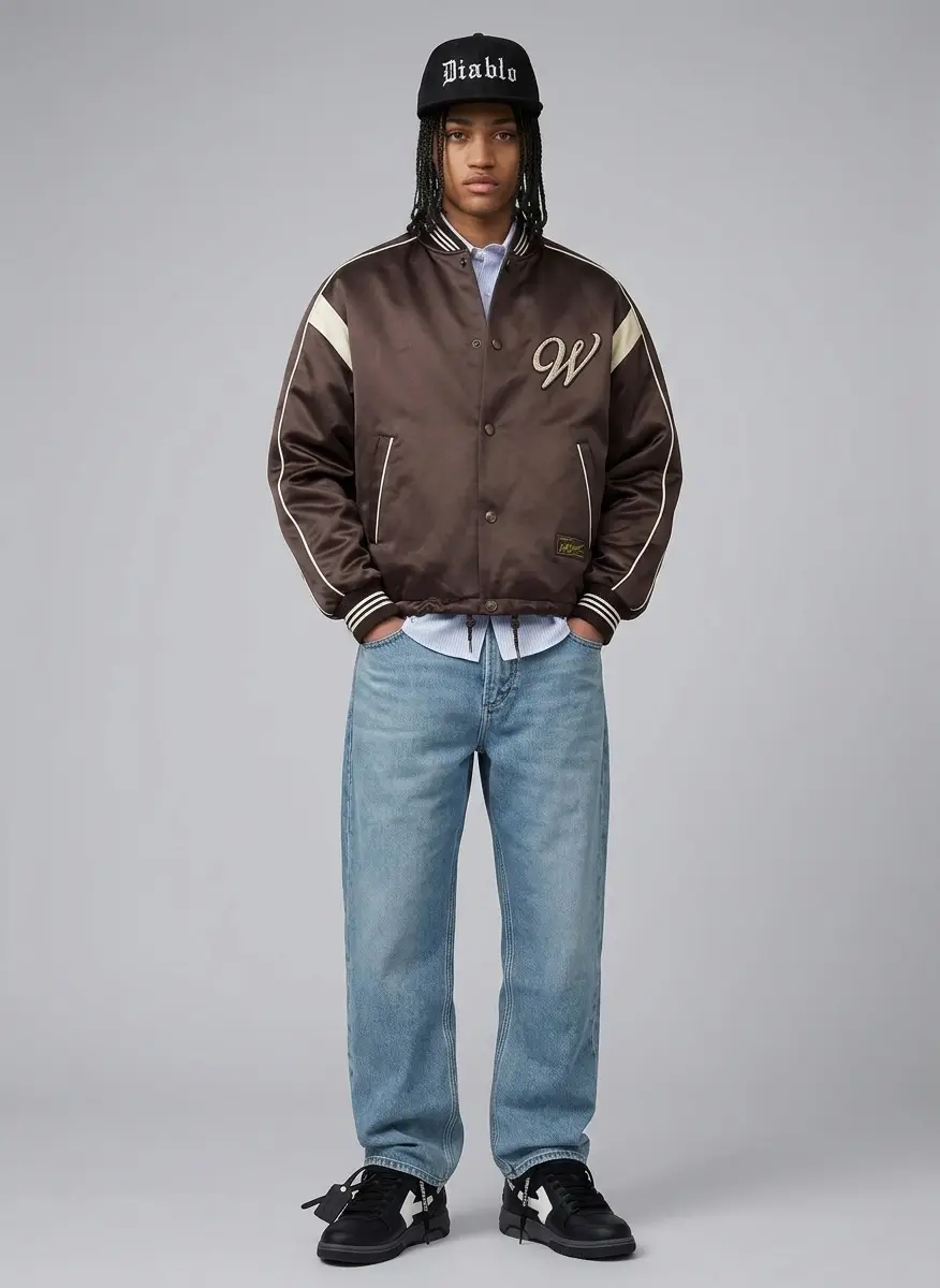 Wooyoungmi Brown Logo Baseball Bomber Jacket 5