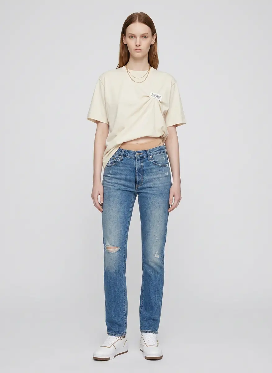 MM6 Beige Patch T-shirt 5
