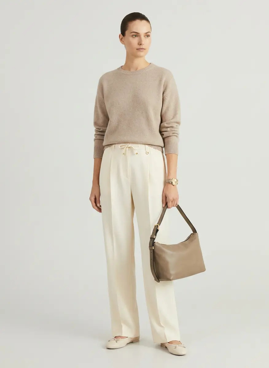 Moncler Off-White Gabardine Tailored Trousers 5