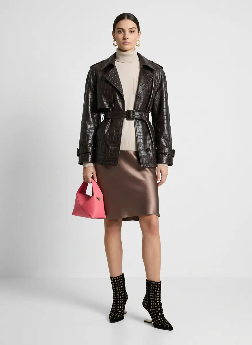 Satin & Leather Contrast