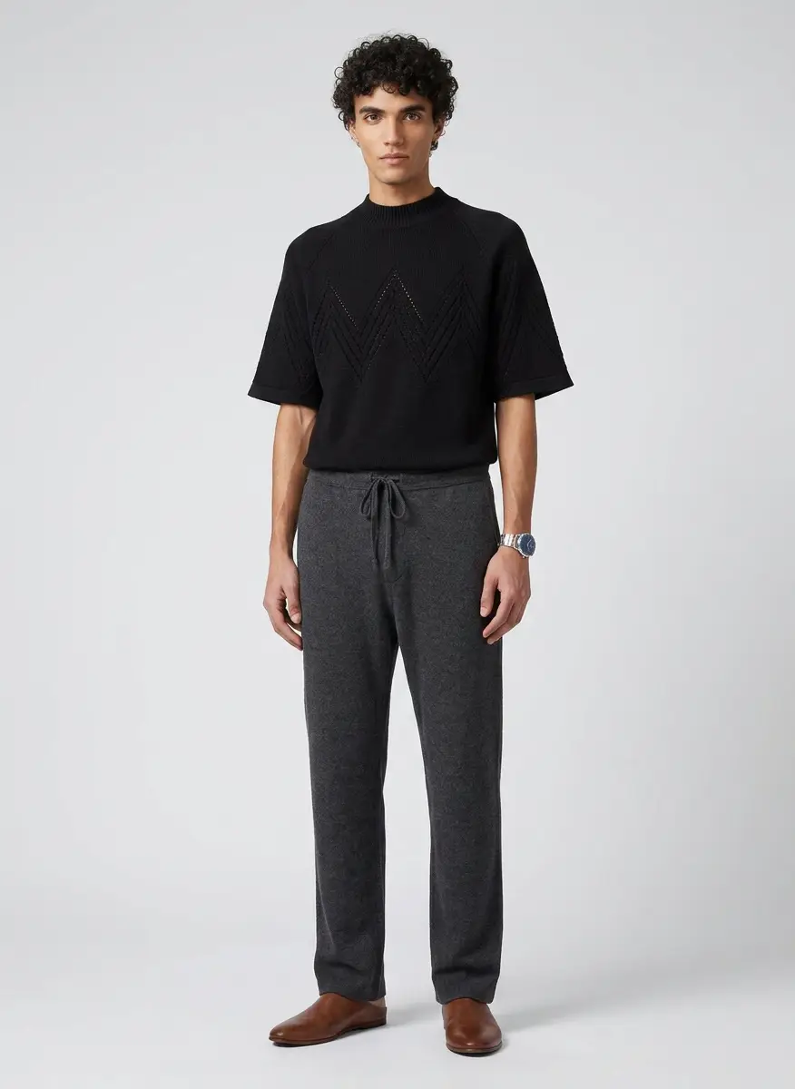 Jil Sander Black Pointelle Short Sleeve Sweater 6