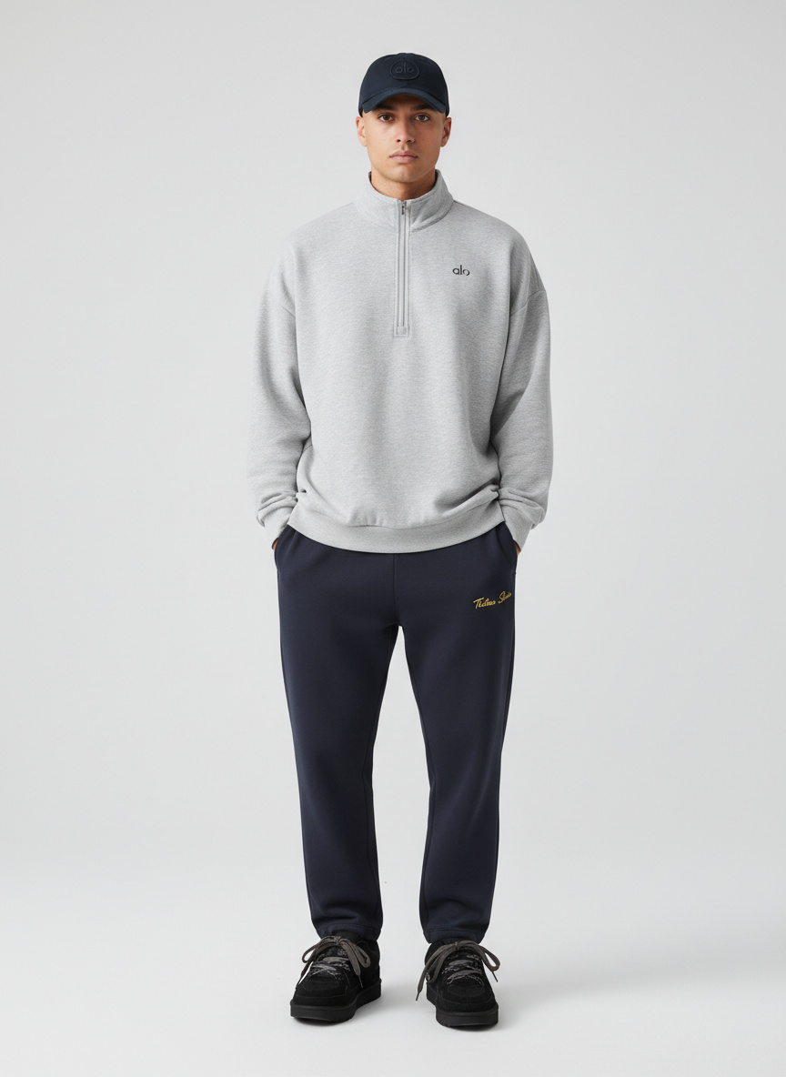 Alo Accolade 1/4 Zip Pullover - Athletic Heather Grey - Polo