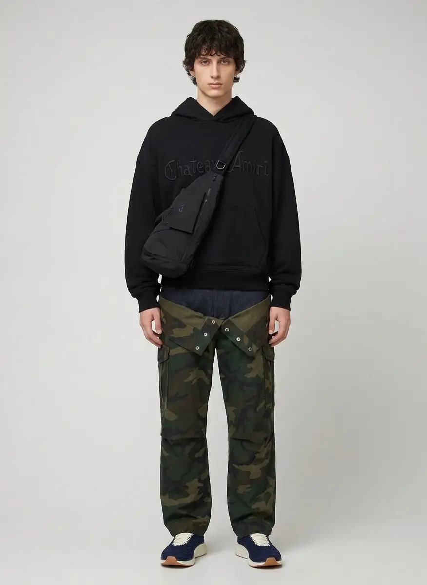 AMIRI Black 'Chateau AMIRI' Tonal Oversized Hoodie 5