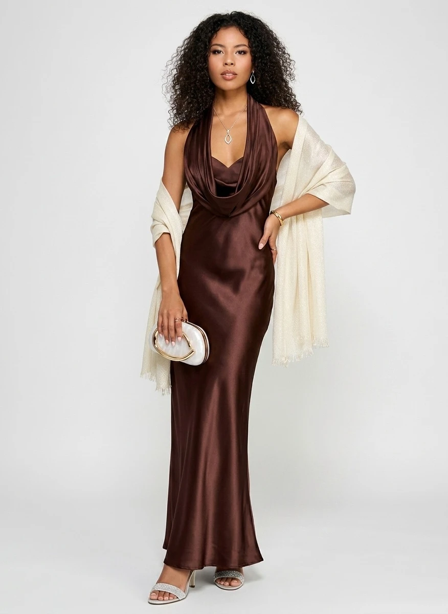 slny halter dress Mei High Split Halter Neck Maxi Dress in Ivory main image 0
