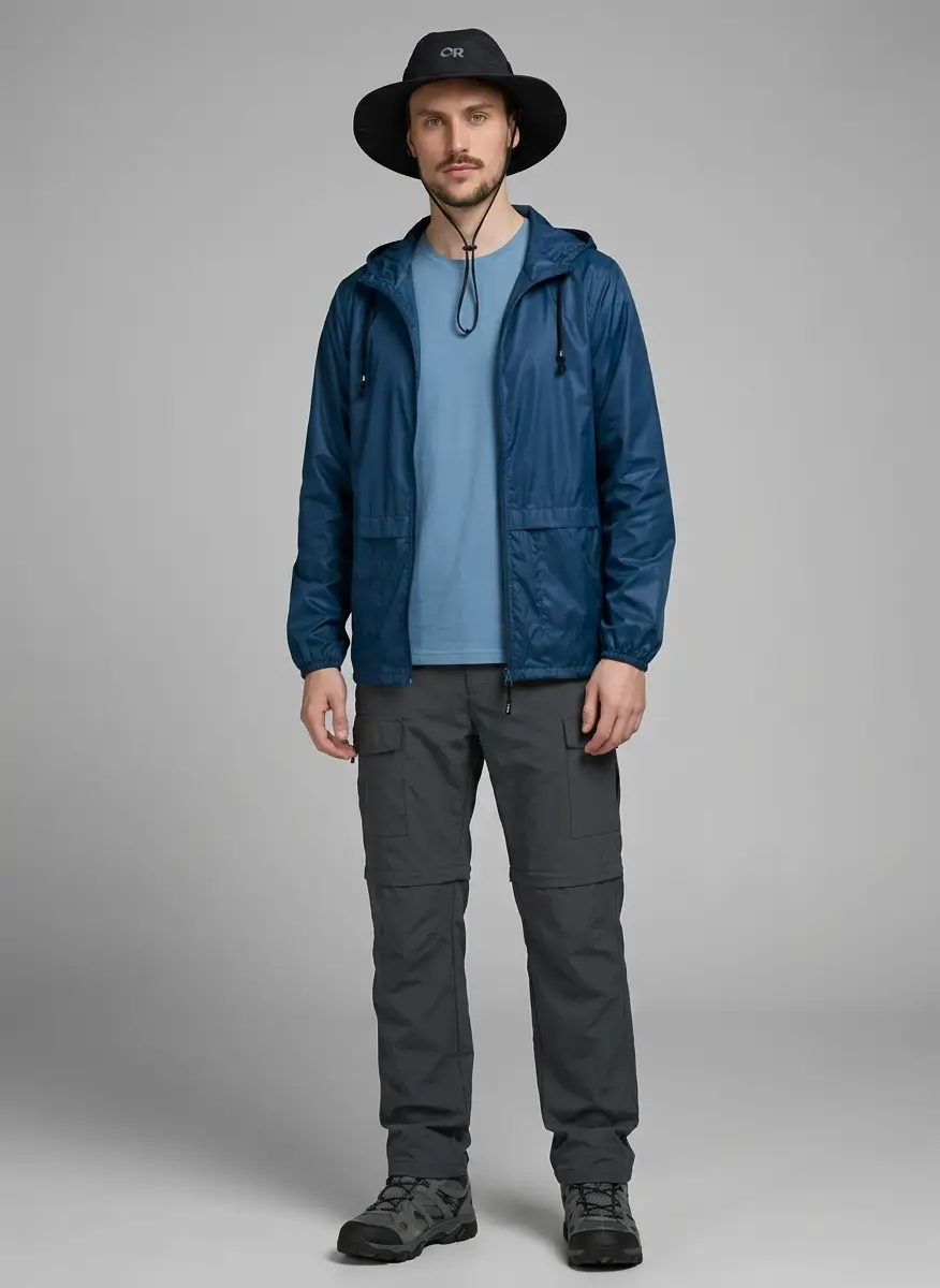 COOFANDY COOFANDY Mens Packable Rain Jacket Lightweight Waterproof Raincoat with Hood Outdoor Rain Gear Travel Hiking Cycling 7