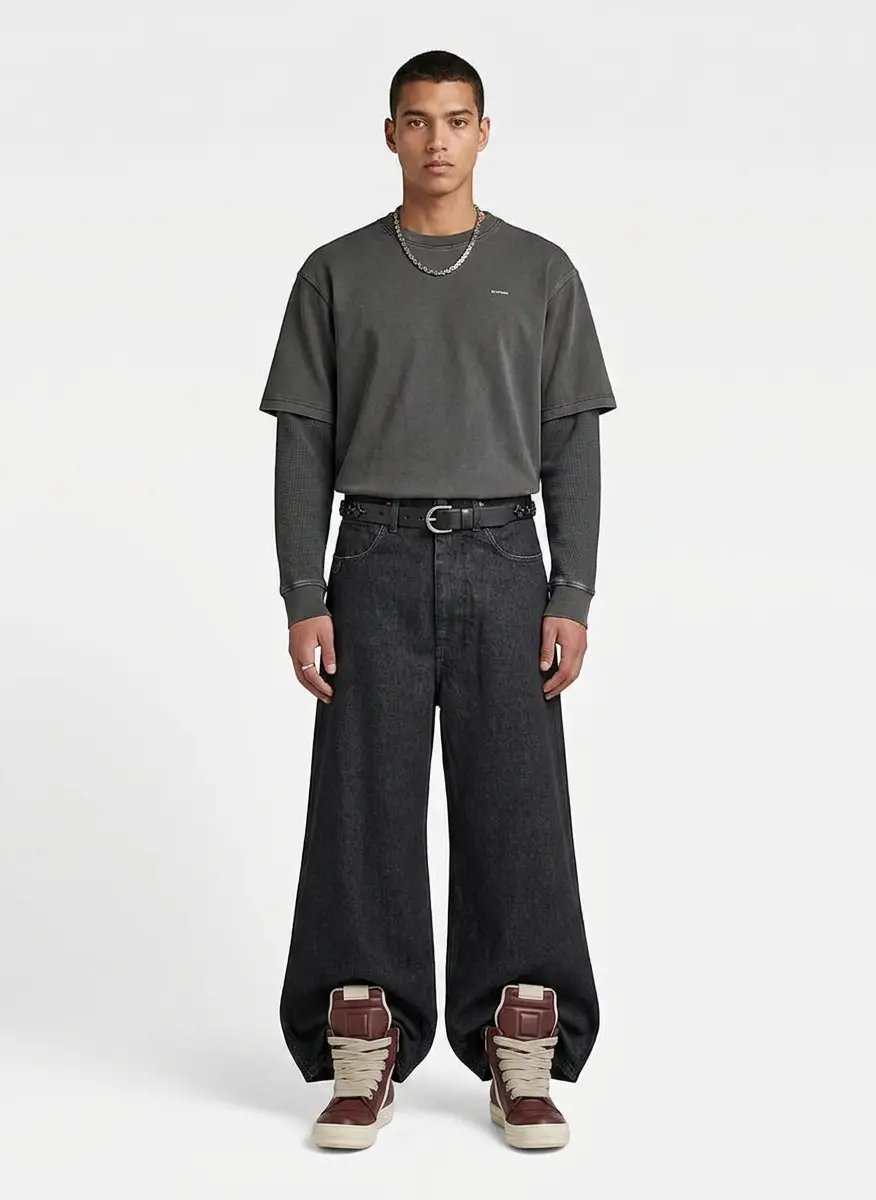 LU'U DAN Black Drop Crotch Jeans 6