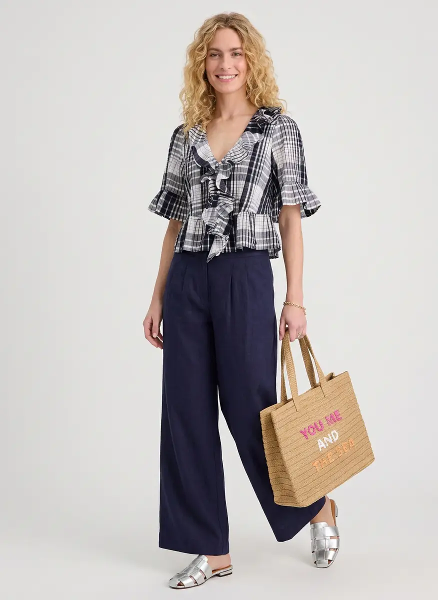 On 34th Women's Short Sleeve Ruffle-Front Cotton Blouse, Macy's Exclusive 7