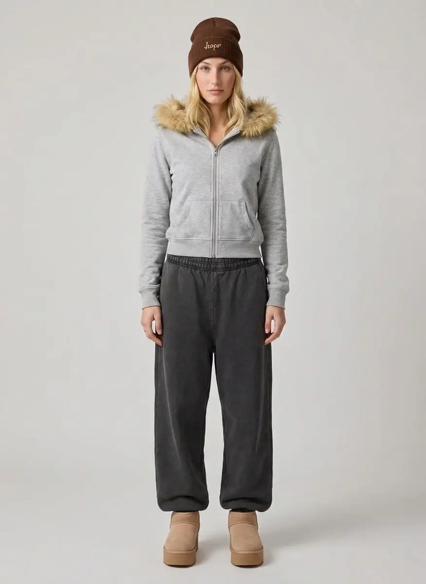 Out From Under Out From Under Bundle Up Faux Fur Trim Zip-Up Hoodie Sweatshirt 6
