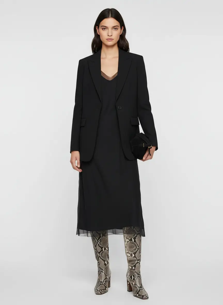 Totême Black Chiffon Slip Midi Dress 5