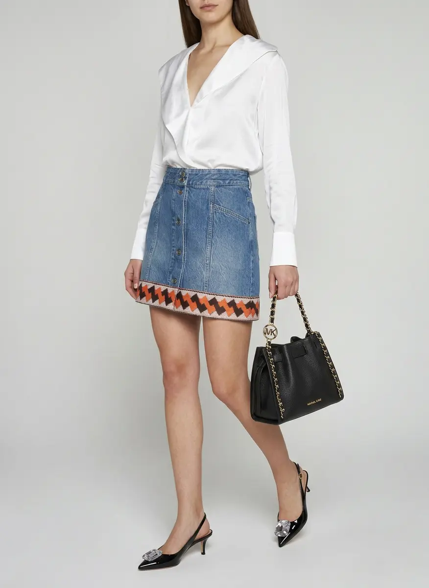 Luxe Silk & Denim Chic