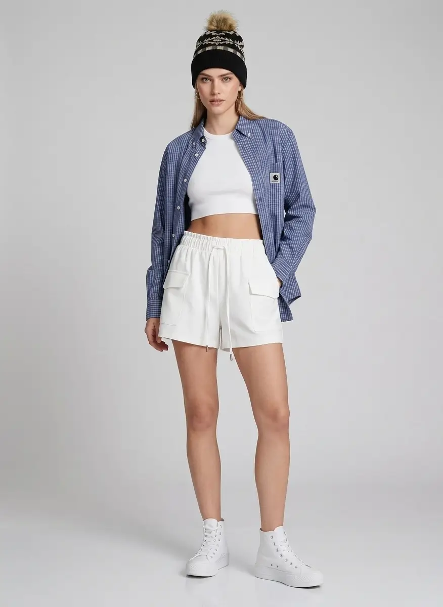 Avec Les Filles Women's Mid-Rise Cargo Shorts 8