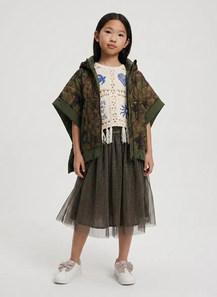 IL GUFO Hooded camouflage cape 6