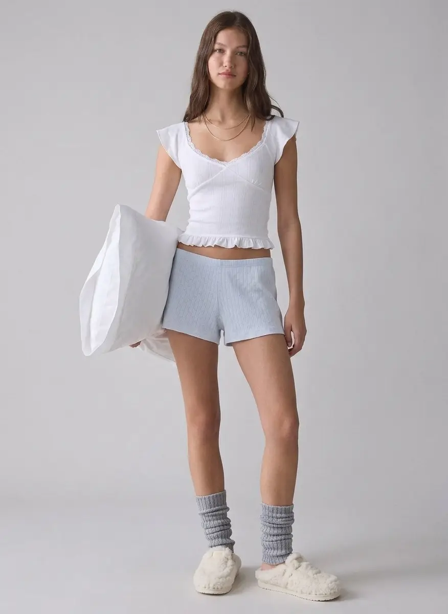 Kimchi Blue Kimchi Blue Posie Pointelle Knit Lace-Trim Ruffle Top 8