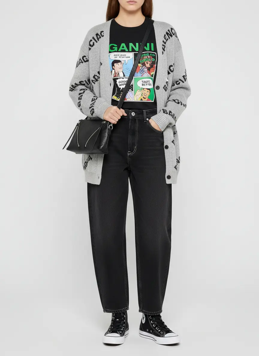 Balenciaga Balenciaga Grey Logo All Over Wool Knit Cardigan M 8