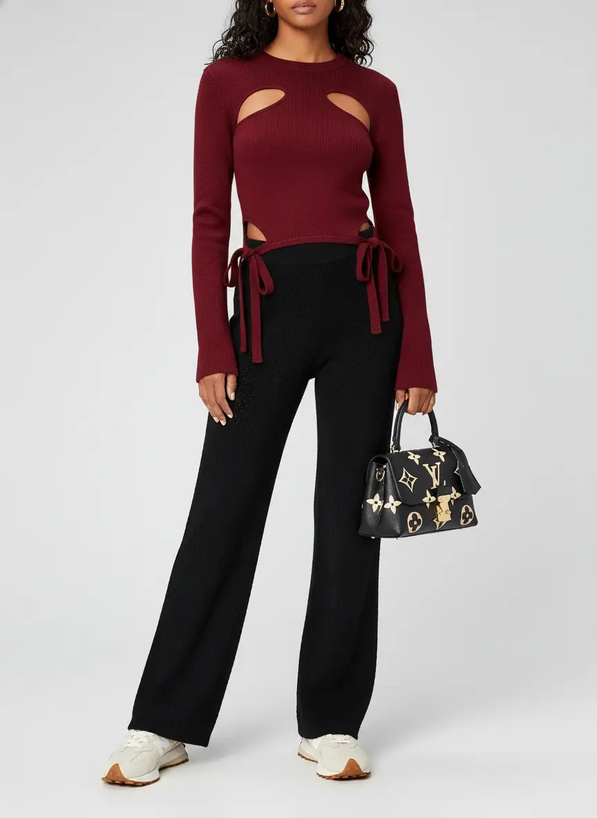 Totême Black Wide-Leg Trousers 7