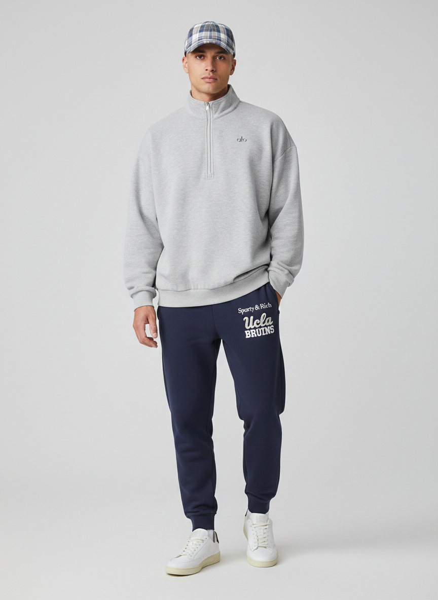 Alo Accolade 1/4 Zip Pullover - White Heather - Polo Shirts - Free