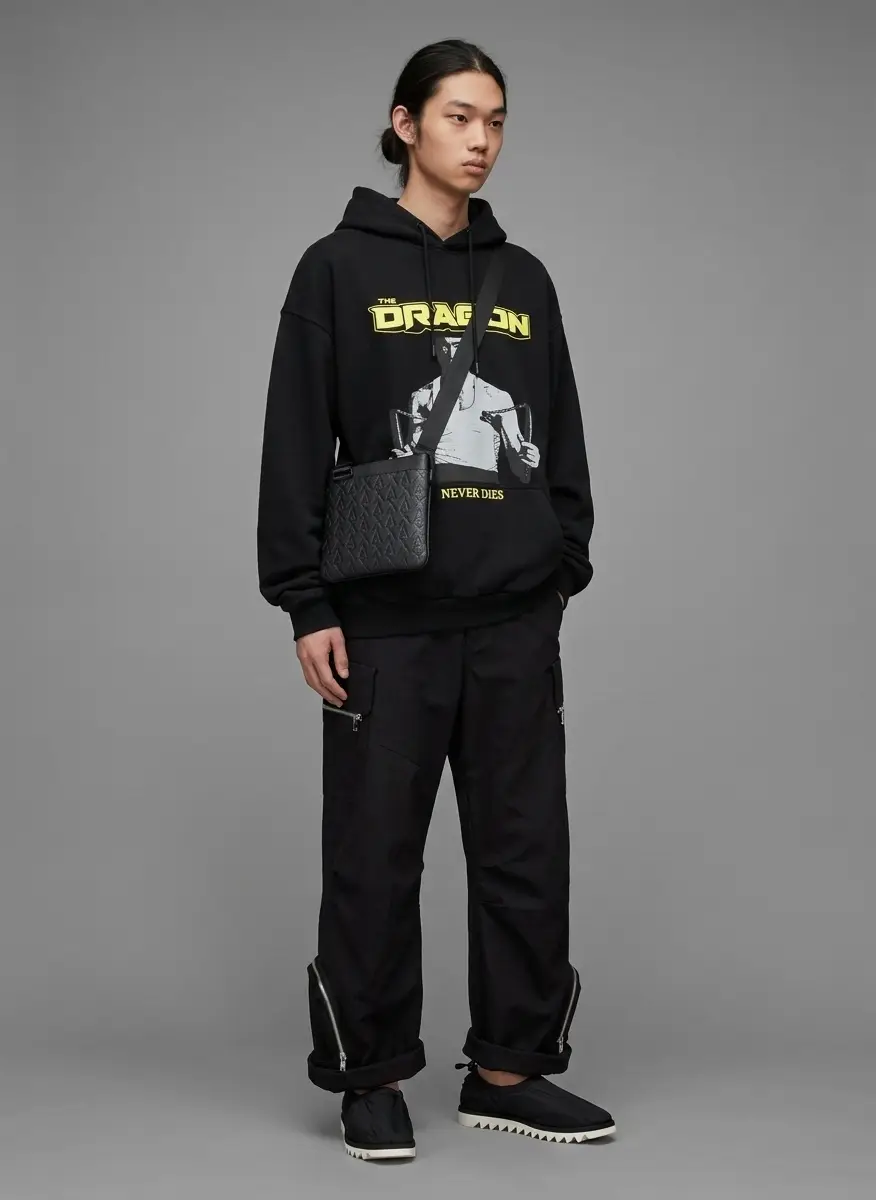 LU'U DAN BRUCE LEE x LỰU ĐẠN Black Oversized Hoodie 5